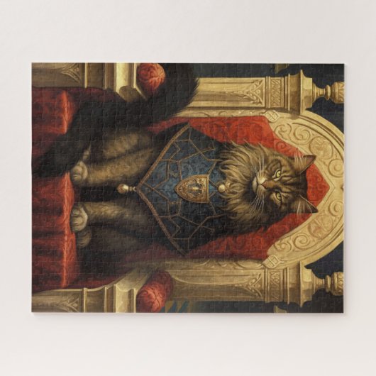 Noble Maine Coon Cat Throne Art Print Legpuzzel (Horizontaal)