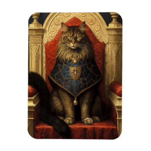 Noble Maine Coon Cat Throne Art Print Magneet