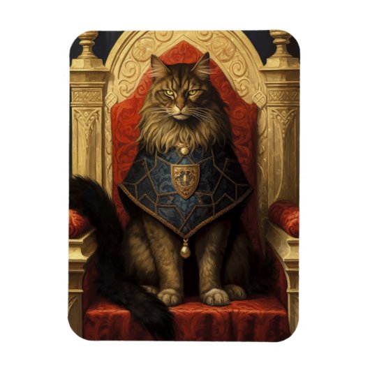 Noble Maine Coon Cat Throne Art Print Magneet (Verticaal)