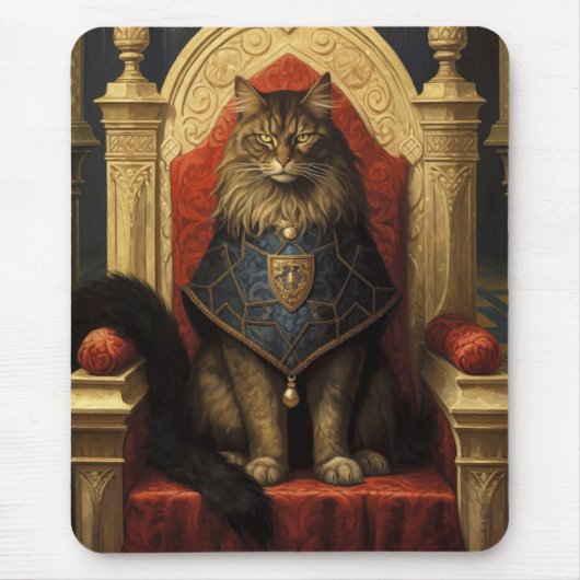 Noble Maine Coon Cat Throne Art Print Muismat (Voorkant)