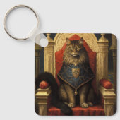 Noble Maine Coon Cat Throne Art Print Sleutelhanger (Voorkant)