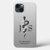 Noble Medical Classy Elegant Black White Asclepius Case-Mate iPhone Case (Achterkant)