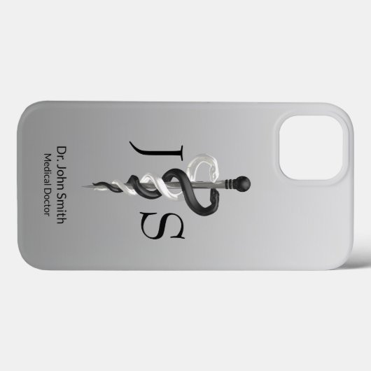 Noble Medical Classy Elegant Black White Asclepius Case-Mate iPhone Case (Achterkant (horizontaal))