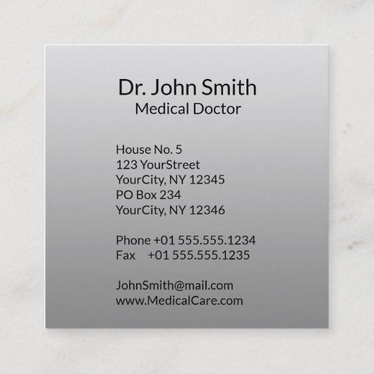 Noble Medical Classy Elegant Black White Asclepius Vierkante Visitekaartje (Achterkant)