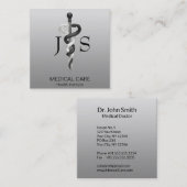 Noble Medical Classy Elegant Black White Asclepius Vierkante Visitekaartje (Voorkant / Achterkant)