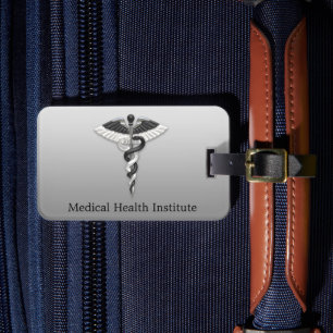 Noble Medical Classy Elegant Black White Caduceus Bagagelabel