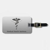 Noble Medical Classy Elegant Black White Caduceus Bagagelabel (Voorkant horizontaal)