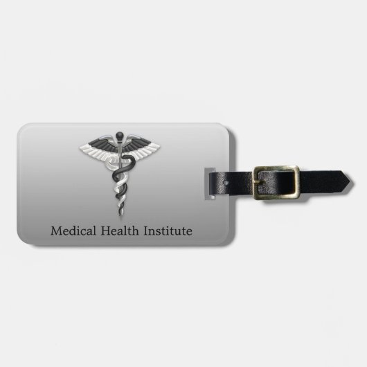 Noble Medical Classy Elegant Black White Caduceus Bagagelabel (Voorkant horizontaal)