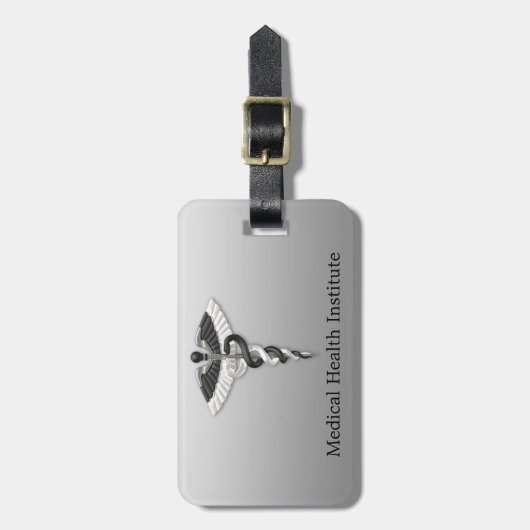 Noble Medical Classy Elegant Black White Caduceus Bagagelabel (Voorkant verticaal)