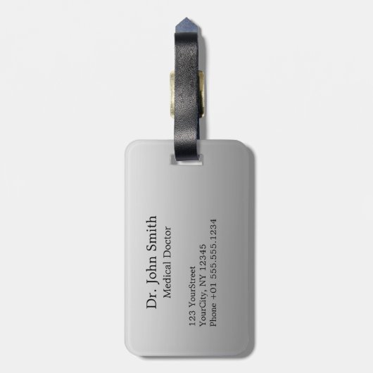 Noble Medical Classy Elegant Black White Caduceus Bagagelabel (Achterkant verticaal)