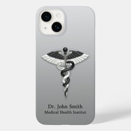 Noble Medical Classy Elegant Black White Caduceus Case-Mate iPhone Case (Achterkant)