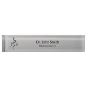 Noble Medical Elegant Black White Asclepius Classy Naambordje (Voorkant)