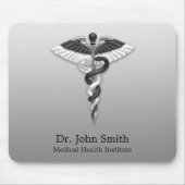 Noble Medical Elegant Black White Caduceus Classy Muismat (Voorkant)