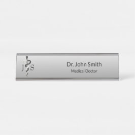 Noble Medical Elegant Classy Black White Asclepius Bureau Naambordje