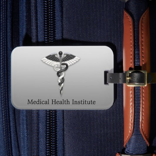 Noble Medical Elegant Classy Black White Caduceus Bagagelabel (Voorkant Insitu 4)