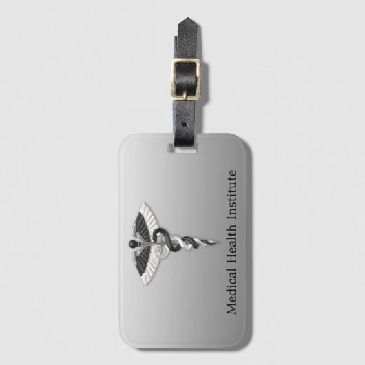 Noble Medical Elegant Classy Black White Caduceus Bagagelabel (Voorkant (verticaal))