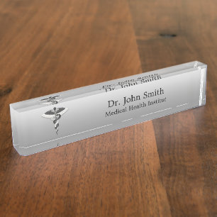 Noble Medical Elegant Classy Black White Caduceus Naambordje