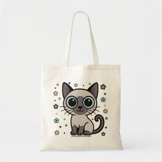 Noble Nora Floral Siamese Cat Tote Bag (Voorkant)