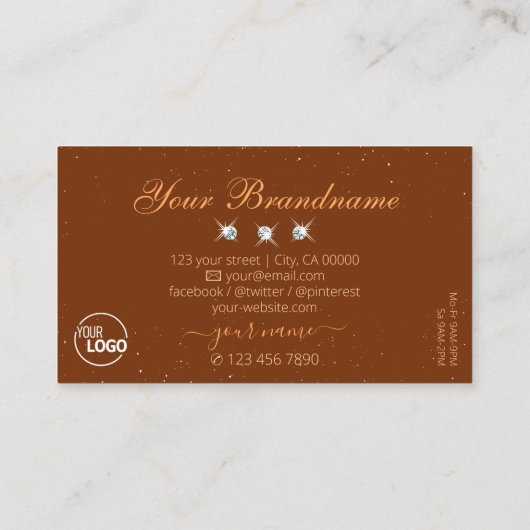 Noble Oranje en bruine mousserende diamanten voege Visitekaartje (Achterkant)