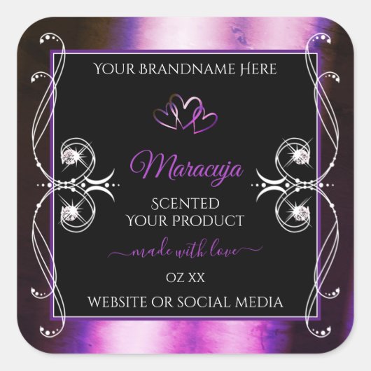 Noble Paars Black Product Labels Sparkle Diamonds (Voorkant)