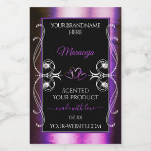 Noble Paars Black Product Labels Sparkle Diamonds Voedselcontainer Etiket