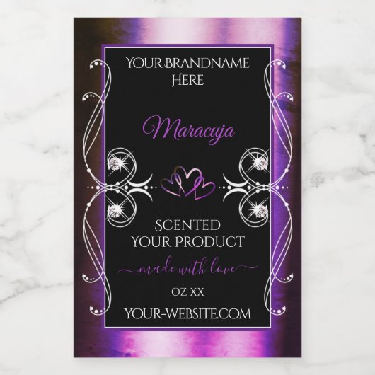 Noble Paars Black Product Labels Sparkle Diamonds Voedselcontainer Etiket (Enkel label)