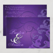 Noble Paars Scroll Paarse Swirl Uitnodiging (Voorkant / Achterkant)