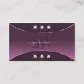 Noble Paarse Silver Decor Diamonds en Monogram Visitekaartje (Voorkant)