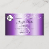 Noble Paarse Sparkle Glitter Stars Monogram Logo Visitekaartje (Achterkant)