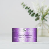 Noble Paarse Sparkle Glitter Stars Monogram Logo Visitekaartje (Staand voorkant)