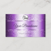 Noble Paarse Sparkle Glitter Stars Monogram Logo Visitekaartje (Voorkant)