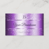 Noble Paarse Sparkle Glitter Sterren en Monogram Visitekaartje (Voorkant)