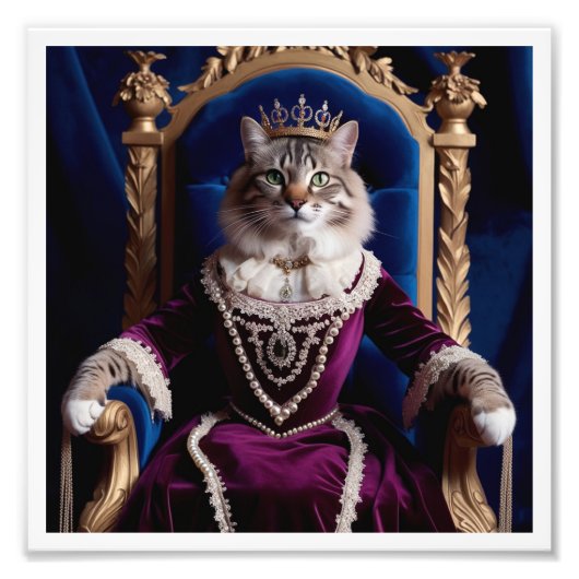 Noble Queen Pet Portrait - Koninklijke Digitale Ku Foto Afdruk (Voorkant)