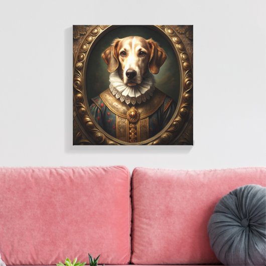 Noble Renaissance Hondenportret in  Lijst Canvas Afdruk (Insitu (Woonkamer))