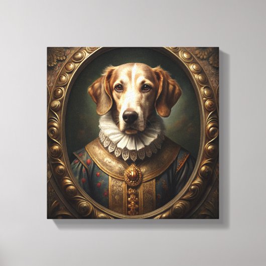Noble Renaissance Hondenportret in  Lijst Canvas Afdruk (Voorkant)