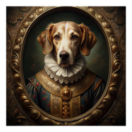Noble Renaissance Hondenportret in  Lijst Perfect Poster