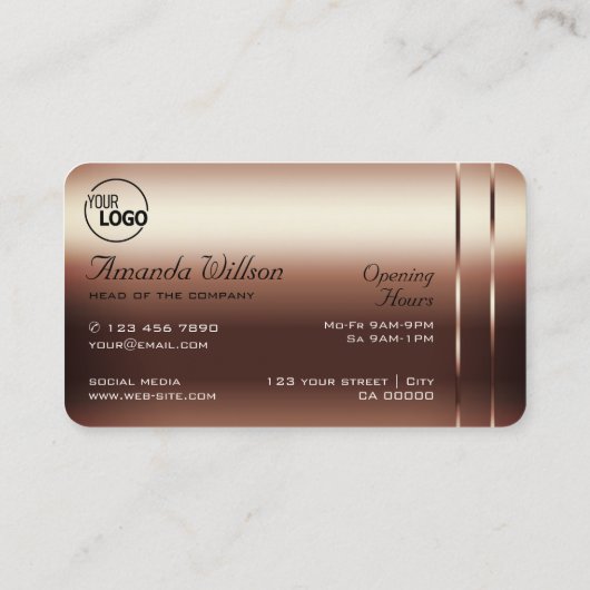 Noble Roos Gold Decor Shimmery Diamonds toevoegen  Visitekaartje (Achterkant)