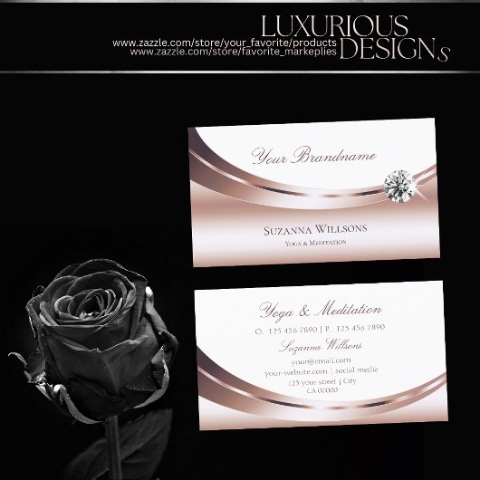 Noble Roos Gold en White met Sparkle Diamond Visitekaartje