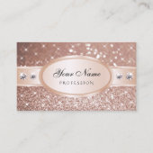 Noble Roos Golden Glitter Stars Diamonds Classy Visitekaartje (Voorkant)