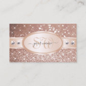 Noble Roos Golden Glitter Stars Diamonds Initialen Visitekaartje (Voorkant)