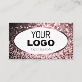 Noble Roos Pink and White Sparkle Glitter Toevoege Visitekaartje (Voorkant)