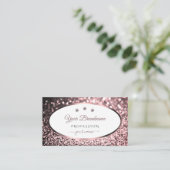 Noble Roos Roze en Wit Sparkle Glitter Juwelen Visitekaartje (Staand voorkant)