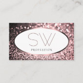 Noble Roos Roze en Wit Sparkle Glitter Monogram Visitekaartje (Voorkant)