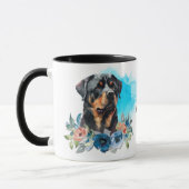 Noble Rottweiler Blauw Bloemen Boeket Mok (Links)