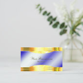 Noble Royal Blue Shiny Gouden Grenzen met QR-code Visitekaartje (Staand voorkant)