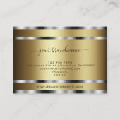 Noble Shimmering Donker Gouden en Zilveren Strepen Visitekaartje (Achterkant)