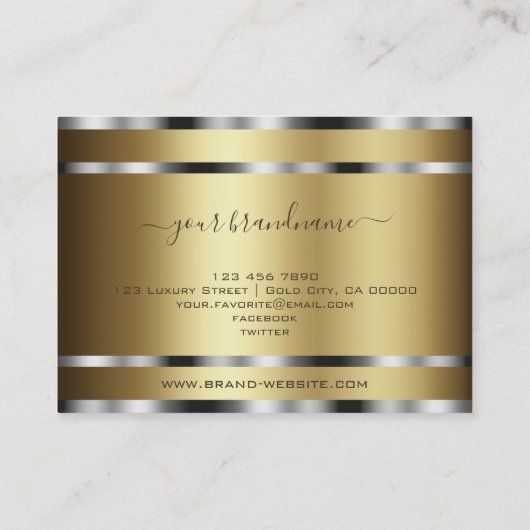 Noble Shimmering Donker Gouden en Zilveren Strepen Visitekaartje (Achterkant)
