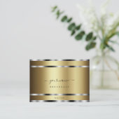 Noble Shimmering Donker Gouden en Zilveren Strepen Visitekaartje (Staand voorkant)