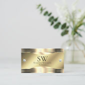 Noble Shimmery Gold Shiny Diamonds en Monogram Visitekaartje (Staand voorkant)
