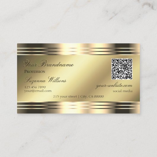 Noble Shimmery Gold Shiny Diamonds Logo QR-code Visitekaartje (Achterkant)